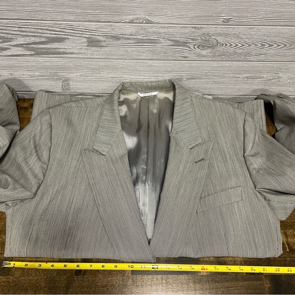 Mens Gian Giacomo Soleri Wool Blazer Size 46 LG Gray Double Breasted Peak Lapel - Picture 10 of 14